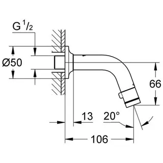 Grohe Universal Waschtisch-Wandauslaufventil 20205 Ausladung 105mm chrom – Bild 2