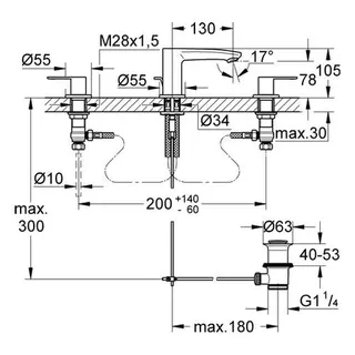 Grohe Eurostyle Cosmopolitan 3-Loch-Waschtisch-Batterie – Bild 2