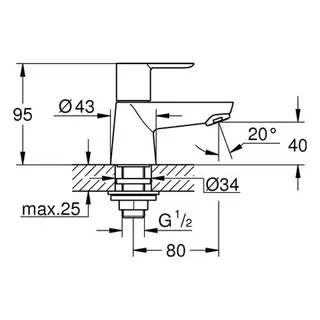 Grohe BauEdge Waschtisch Standventil 20421, chrom, nur Kaltwasseranschluss – Bild 2