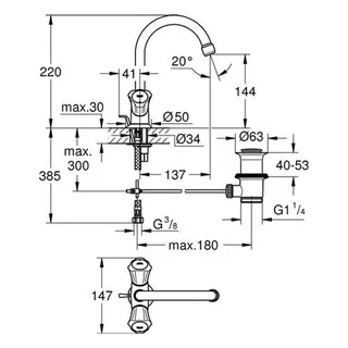 Grohe Costa Zweigriff Waschtisch Armatur mit Rohrauslauf chrom – Bild 2