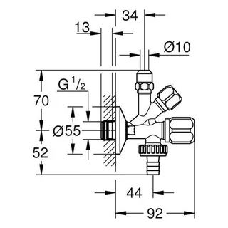 Grohe Kombi-Eckventil 22036 DN15 1/2'' x 3/8'' x 3/4'' selbstd. Anschlussgewinde, chrom – Bild 2