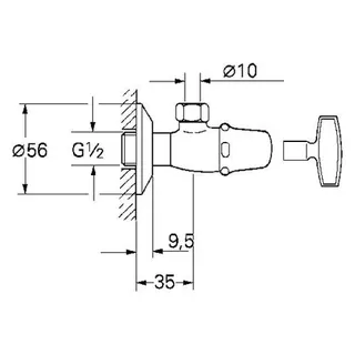 Grohe Eckventil 22917 DN15 Steckschlüssel-Oberteil, chrom – Bild 2