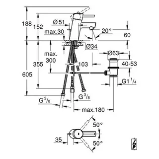 Grohe Concetto Waschtisch Armatur, Niederdruck, chrom – Bild 2