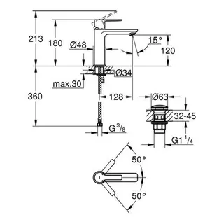 Grohe Lineare Waschtisch Armatur, S-Size, glatter Körper – Bild 2