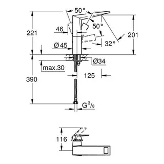 Grohe Allure Brilliant Waschtisch Armatur 23112 hohe Ausführung glatter Körper chrom – Bild 2