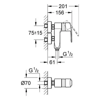 Grohe Eurostyle C EH-Brausebatterie Vertica 23300 Wandmontage, chrom – Bild 2