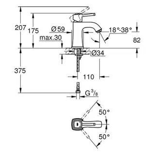 Grohe Einhand-Waschtisch-Batterie Grandera 23310 glatter Körper chrom/gold – Bild 2
