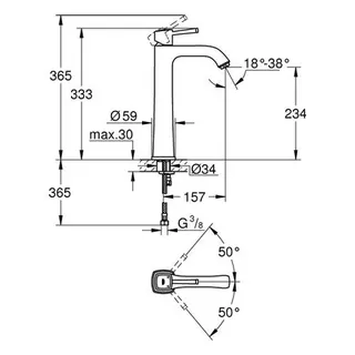 Grohe Grandera Waschtisch Armatur für freistehende Waschschüsseln chrom/gold – Bild 2