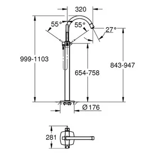 Grohe Grandera Einhand-Wannenbatterie Standmodell – Bild 2