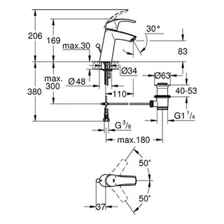 Grohe Eurosmart Waschtisch Armatur 23322 mittelhoch chrom – Bild 2