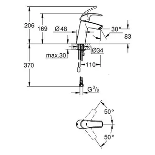Grohe Eurosmart Waschtisch Armatur, M-Size, versenkbare Kette, chrom – Bild 2