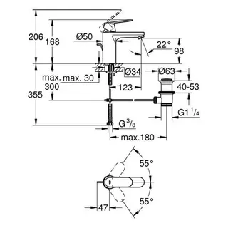 Grohe Eurosmart Cosmopolitan Waschtisch Armatur, mittelhoch, mit Ablaufgarnitur – Bild 2