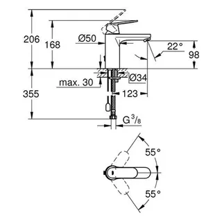 Grohe Eurosmart Cosmopolitan Waschtisch Armatur, mittelhoch, mit versenkbarer Kette, chrom – Bild 2