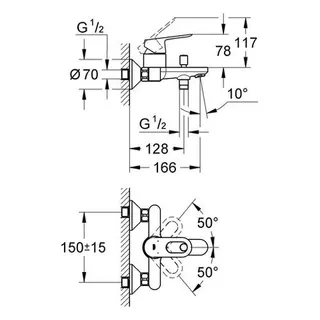 Grohe BauLoop Badearmatur, Wandmontage, chrom – Bild 2