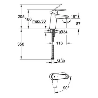 Grohe Eurodisc Cosmopolitan Waschtisch Armatur, glatter Körper, chrom – Bild 2