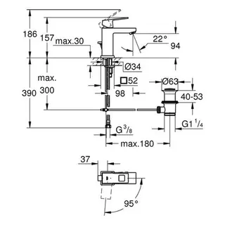 Grohe Eurocube Waschtisch Armatur 23390 Mittelstellung kalt chrom – Bild 2