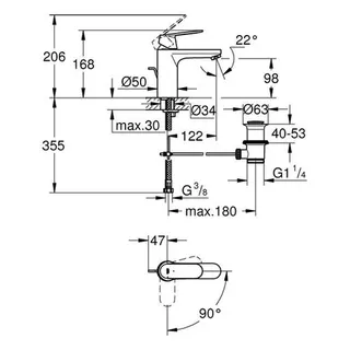Grohe Eurosmart Cosmopolitan Waschtisch Armatur, mittelhoch, Mittelstellung kalt chrom – Bild 2