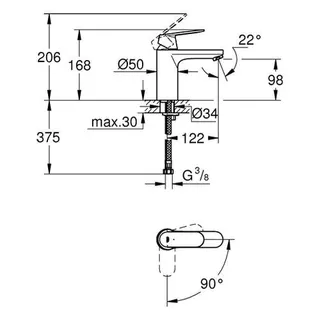 Grohe Eurosmart Cosmopolitan Waschtisch Armatur, glatter Körper, Mittelstellung kalt, chrom – Bild 2