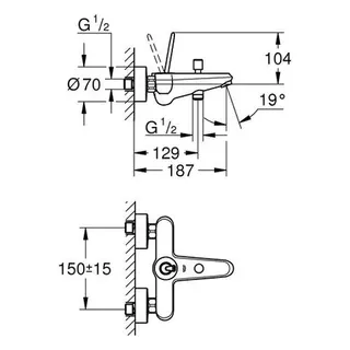 Grohe Eurodisc Joy Wannen Armatur, chrom – Bild 2