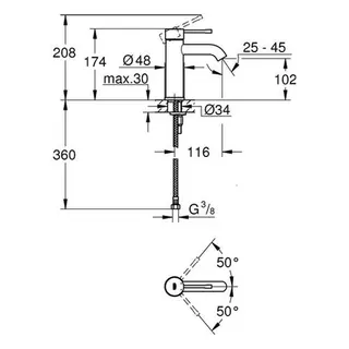 Grohe Essence Waschtisch Armatur, S-Size, Hard Graphite – Bild 2