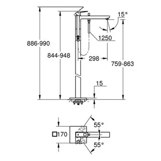 Grohe Eurocube Badearmatur zur Bodenmontage (chrom) – Bild 2