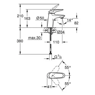 Grohe Eurostyle Waschtisch Armatur, S-Size, glatter Körper, chrom – Bild 2