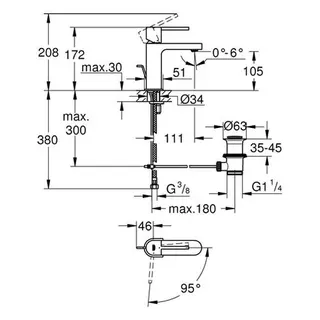 Grohe Plus Waschtisch Armatur S-Size, Mittelstellung kalt (chrom) – Bild 2