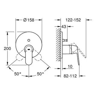 Grohe Eurosmart Cosmopolitan Wannenmischer Unterputz-Fertigset 24045 (chrom) – Bild 2