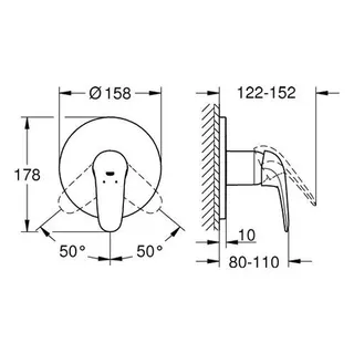 Grohe Eurostyle Brausemischer Unterputz-Fertigset 24046, Hebel geschlossen (chrom) – Bild 2