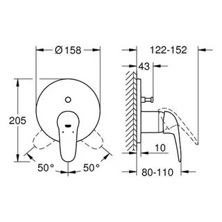 Grohe Eurostyle Wannenmischer Unterputz-Fertigset 24047, Hebel geschlossen (chrom) – Bild 2