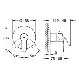 Grohe Eurostyle Cosmopolitan Brausemischer Unterputz-Fertigset 24051 (chrom) – Bild 2