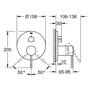 Grohe Essence Badearmatur mit 3-Wege Umstellung (hard graphite) – Bild 2