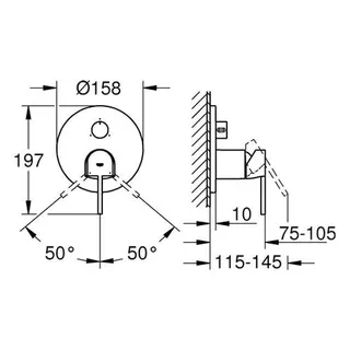 Grohe Plus Badearmatur Fertigset mit 3-Wege Umstellung (chrom) – Bild 2
