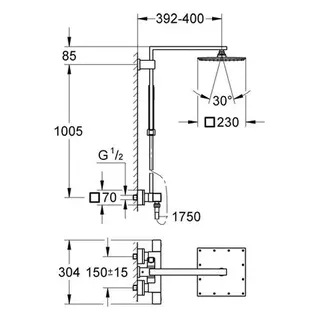 Grohe Euphoria Cube Duschsystem mit Thermostatbatterie – Bild 2