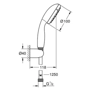 Grohe Tempesta 100 Wandhalterset mit 2 Strahlarten 5,7 l/min chrom – Bild 2