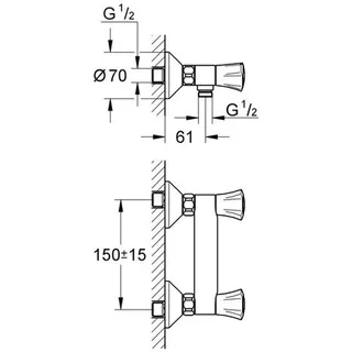 Grohe Costa Zweigriff Brausebatterie 26330 DN15 Wandmontage, chrom – Bild 2