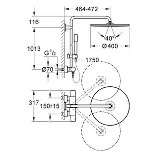 Grohe Rainshower Duschsystem mit Thermostat und Kopfbrause Jumbo – Bild 2