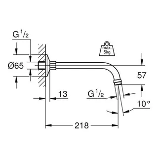 Grohe Brausearm Relexa 27406 Ausladung 200mm DN15 chrom – Bild 2
