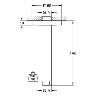 Grohe Rainshower Deckenauslass 27485 eckige Rosette Länge 142 mm, chrom – Bild 2