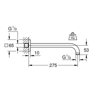 GROHE Brausearm modern Rainshower 27488 eckige Rosette Ausladung 286mm chrom – Bild 2