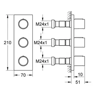 Grohe Grohtherm F Unterputzventil 27625 3-fach für Einbaubox 35031000, chrom – Bild 2