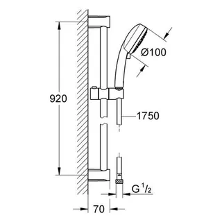 Grohe Tempesta C 100 Brausestangenset mit 4 Strahlarten 900mm chrom – Bild 2