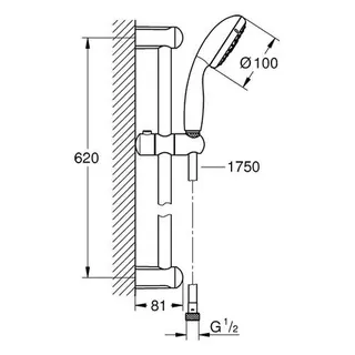 Grohe Tempesta 100 Brausestangenset mit 4 Strahlarten 600mm chrom – Bild 2