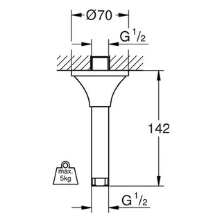 Grohe Deckenauslass Rainshower Grandera 27978 Länge 142mm chrom – Bild 2