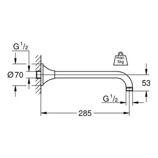 Grohe Brausearm Rainshower Grandera 27986 Ausladung 286 mm chrom/gold – Bild 2
