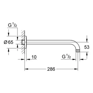 Grohe Rainshower Brausearm modern Ausladung 282 mm chrom – Bild 2