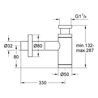 Grohe Geruchverschluss für Waschtische 1 1/4" (hard graphite) – Bild 2