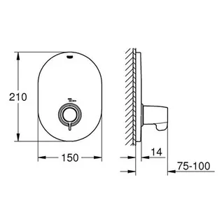 Grohe THM-Zentralbatt. Grohtherm Special 29096 FMS für Rapido T 35 500 000, chrom – Bild 2