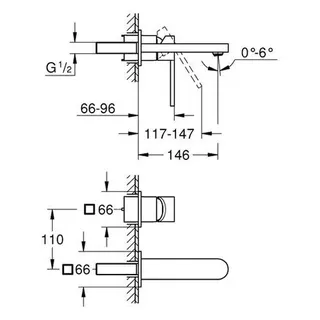 Grohe Plus 2-Loch Waschtisch-Wandbatterie 147 mm (chrom) – Bild 2
