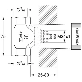 Grohe Unterputz Ventil mit Gewindeanschluß 3/4" ( DN 20 ) – Bild 2
